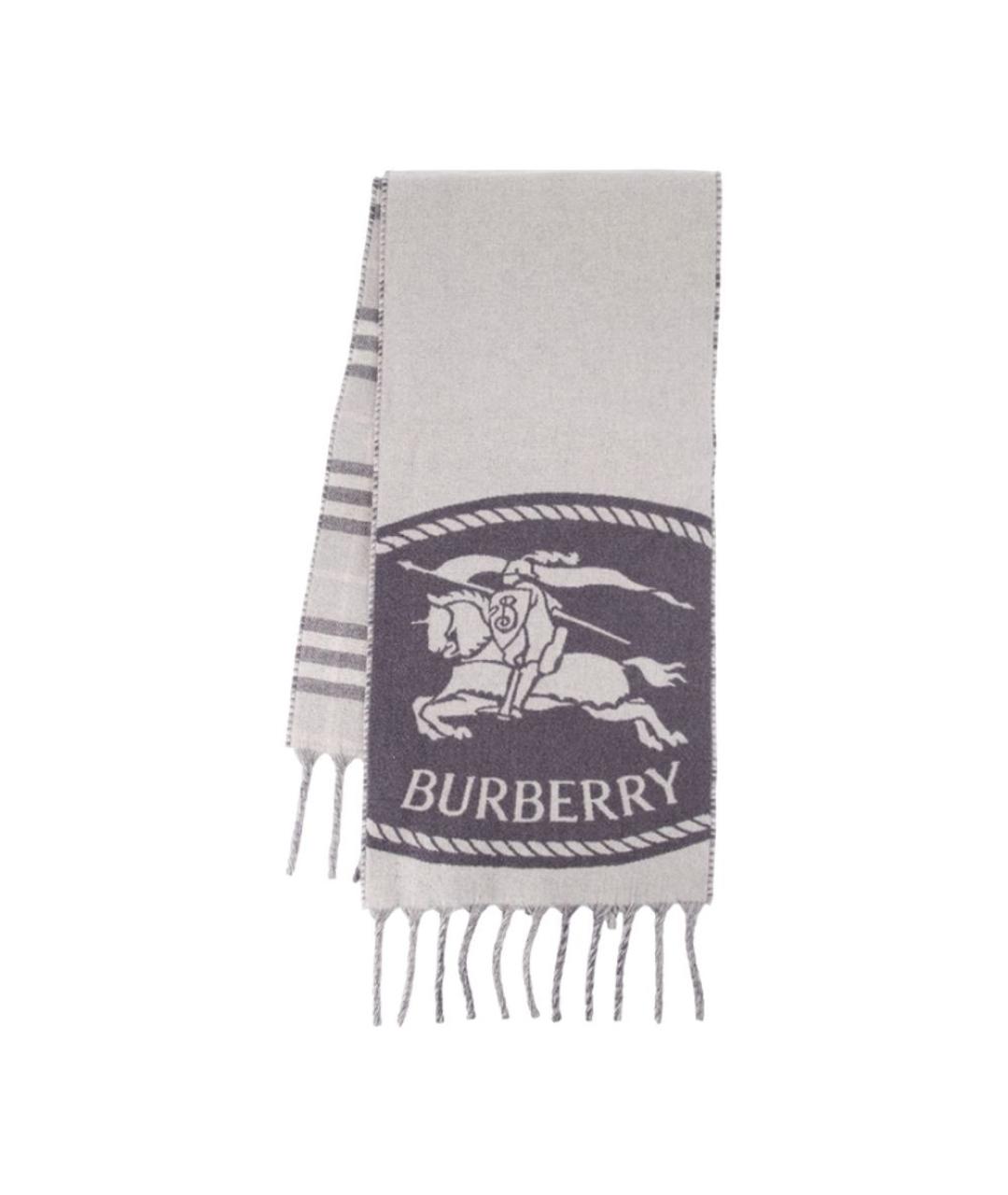 BURBERRY Серый кашемировый шарф, фото 2
