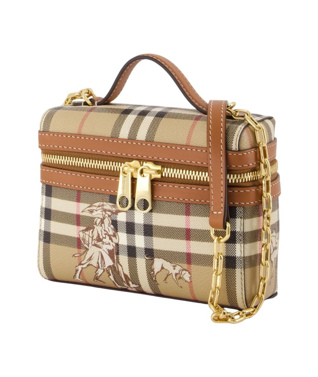 BURBERRY Бежевая синтетическая сумка через плечо, фото 2