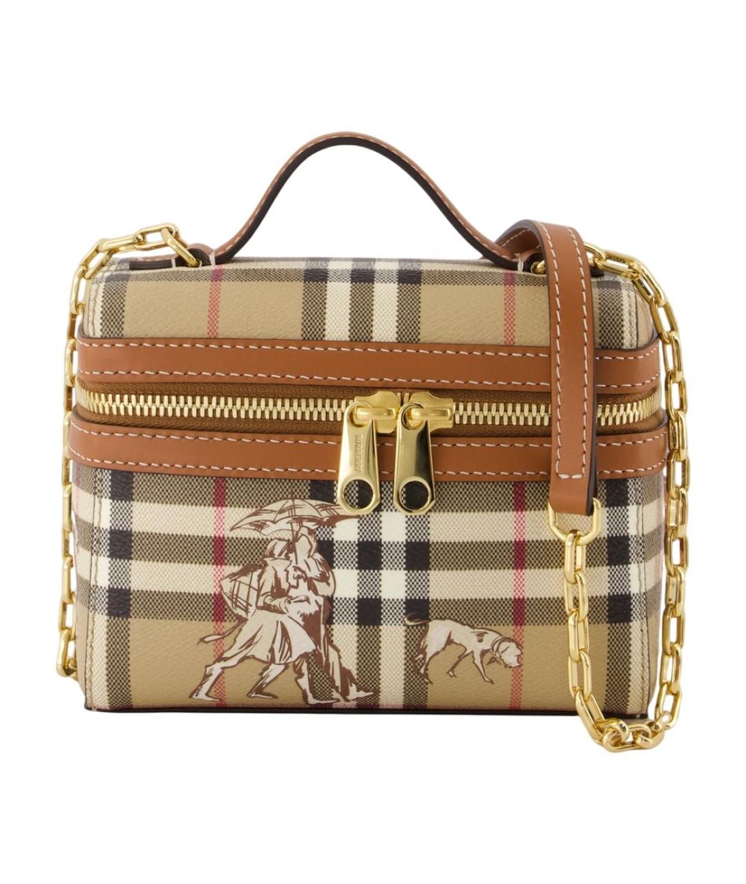 BURBERRY Бежевая синтетическая сумка через плечо, фото 3