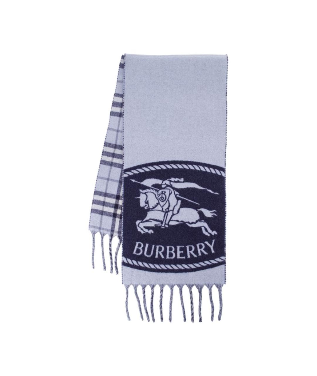 BURBERRY Синий кашемировый шарф, фото 2