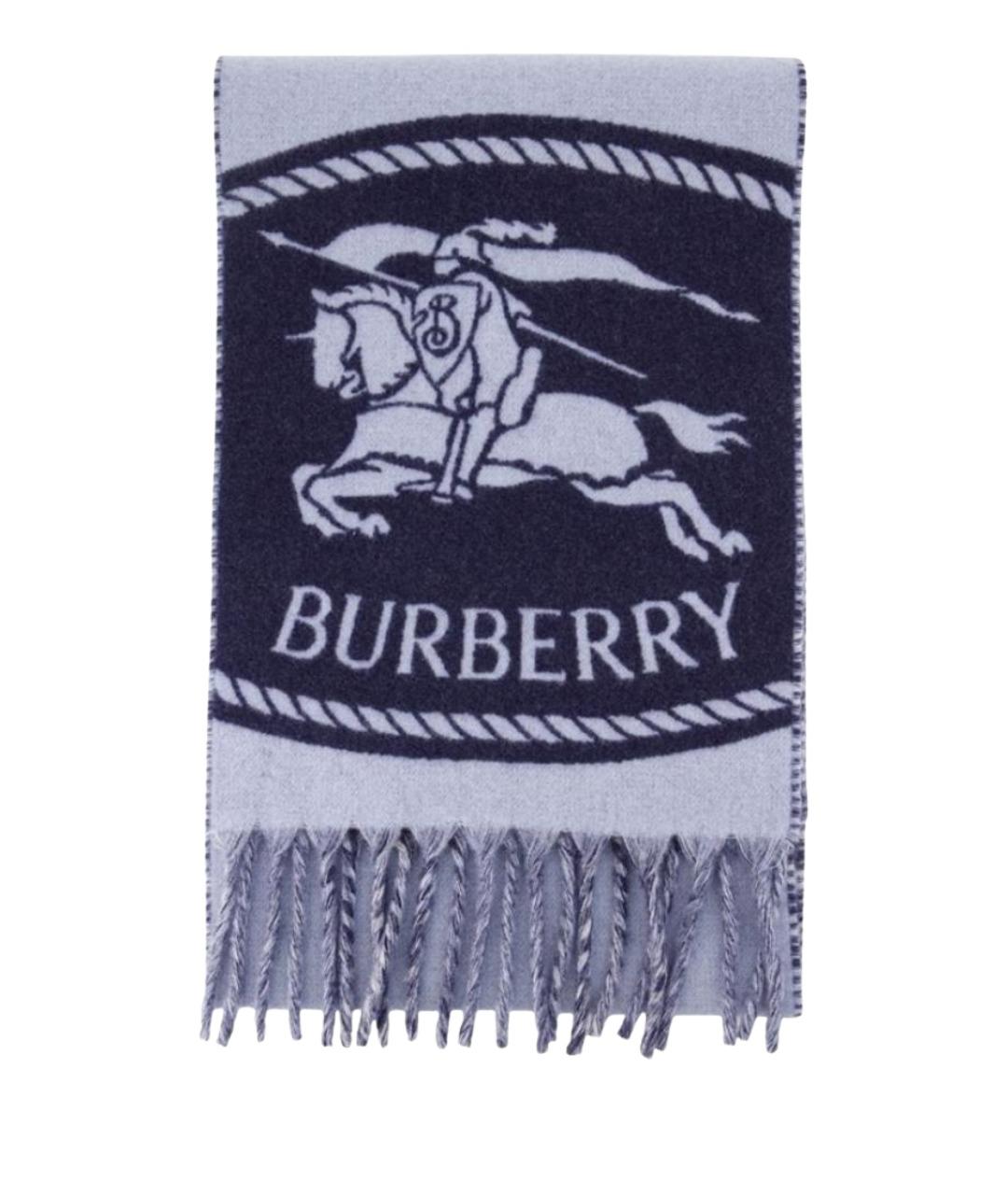 BURBERRY Синий кашемировый шарф, фото 1