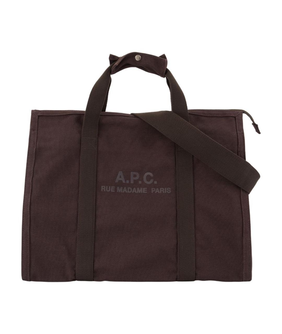 A.P.C. Коричневая хлопковая сумка тоут, фото 3