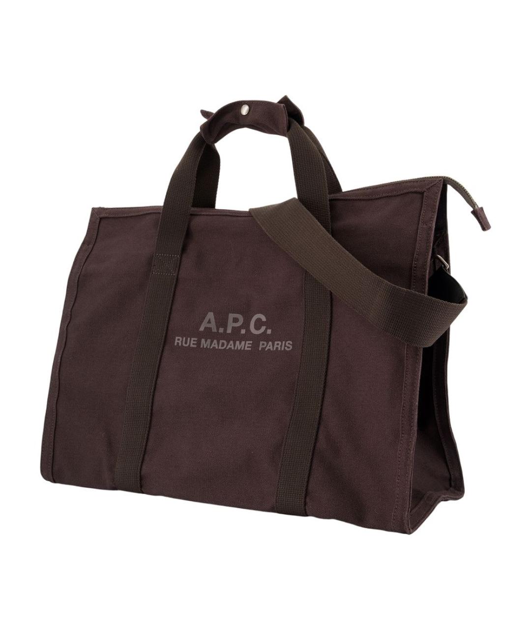 A.P.C. Коричневая хлопковая сумка тоут, фото 2