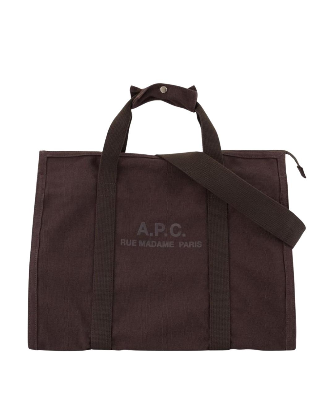 A.P.C. Коричневая хлопковая сумка тоут, фото 1