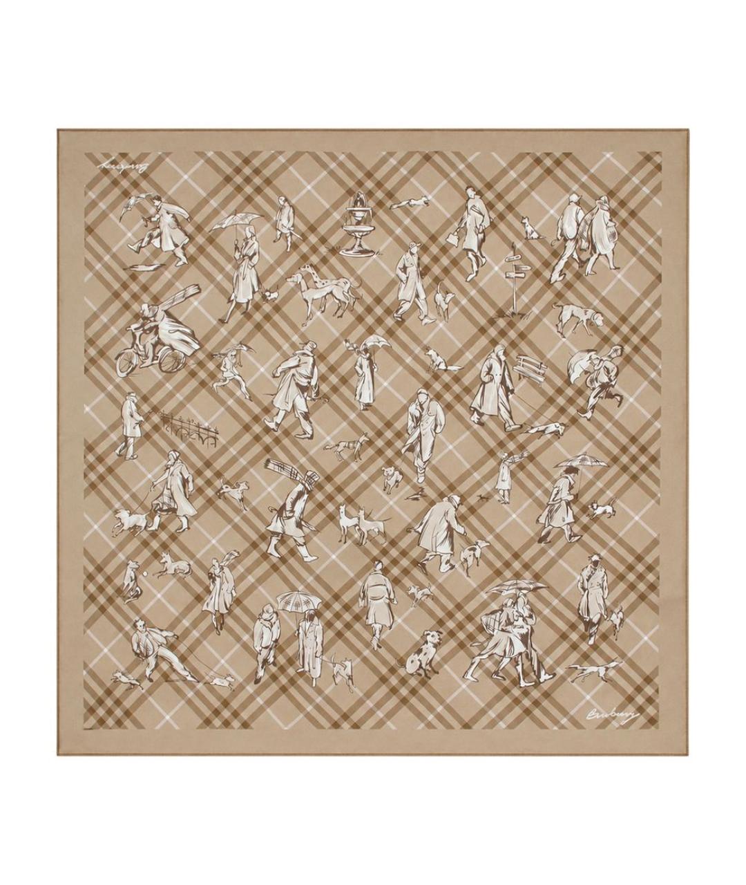 BURBERRY Бежевый шелковый шарф, фото 2