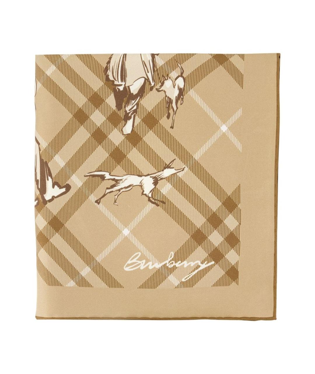 BURBERRY Бежевый шелковый шарф, фото 3