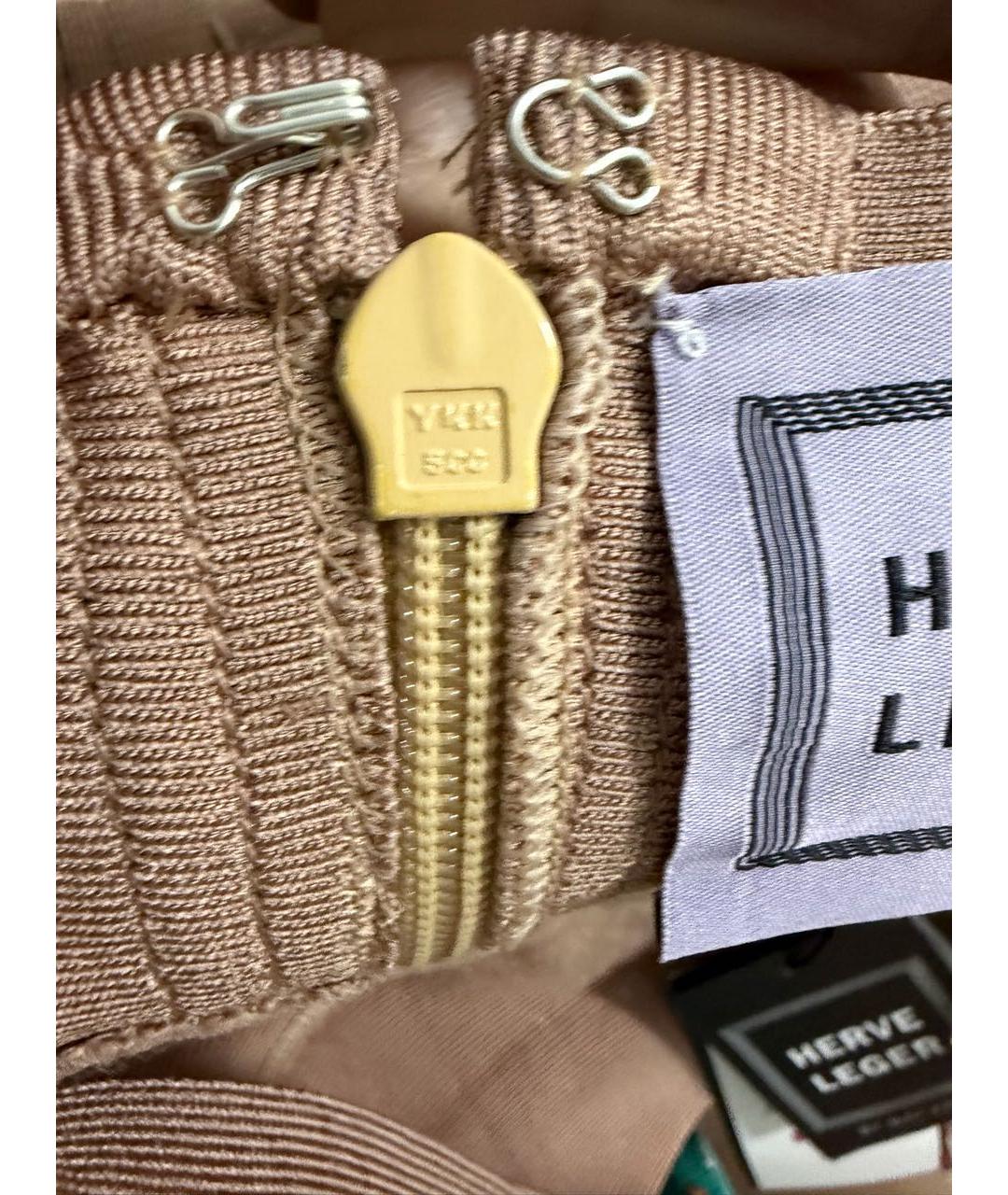 HERVE LEGER Бежевое вискозное коктейльное платье, фото 4