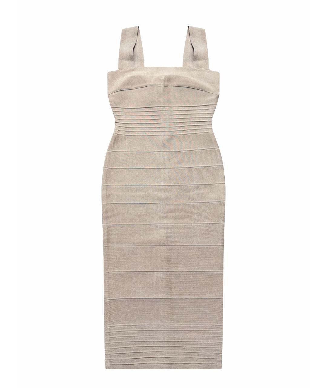 HERVE LEGER Бежевое вискозное коктейльное платье, фото 1