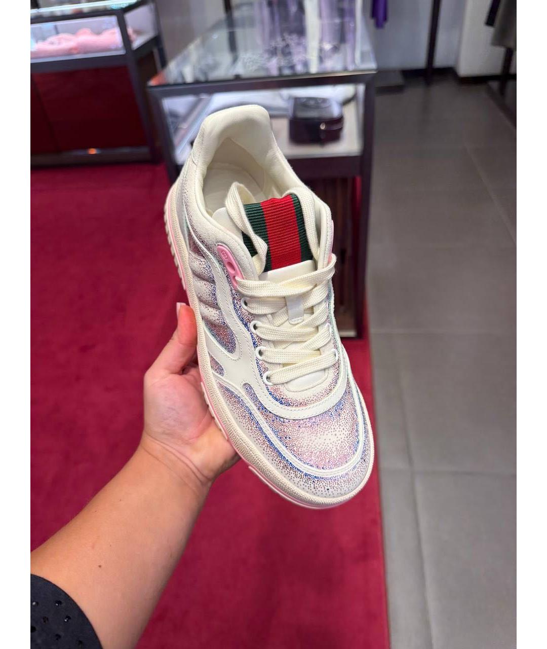 GUCCI Розовые кожаные кроссовки, фото 6