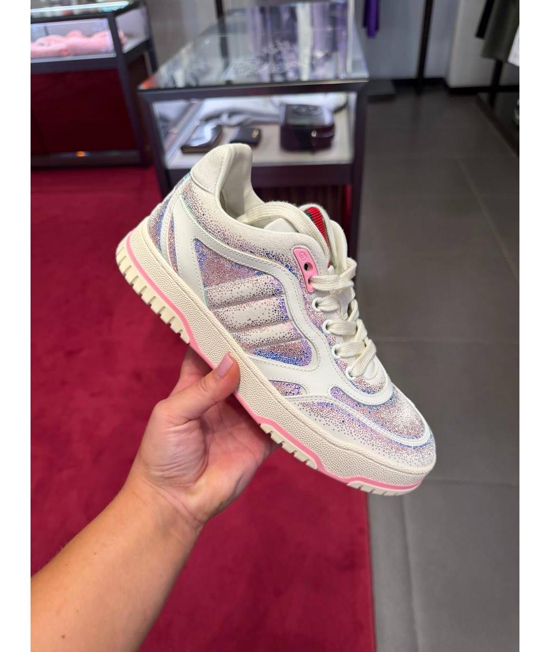 GUCCI Розовые кожаные кроссовки, фото 3