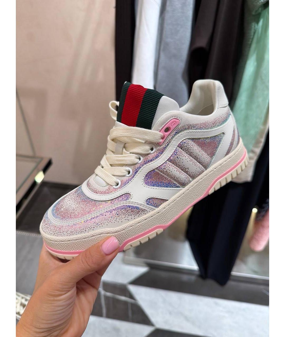 GUCCI Розовые кожаные кроссовки, фото 5