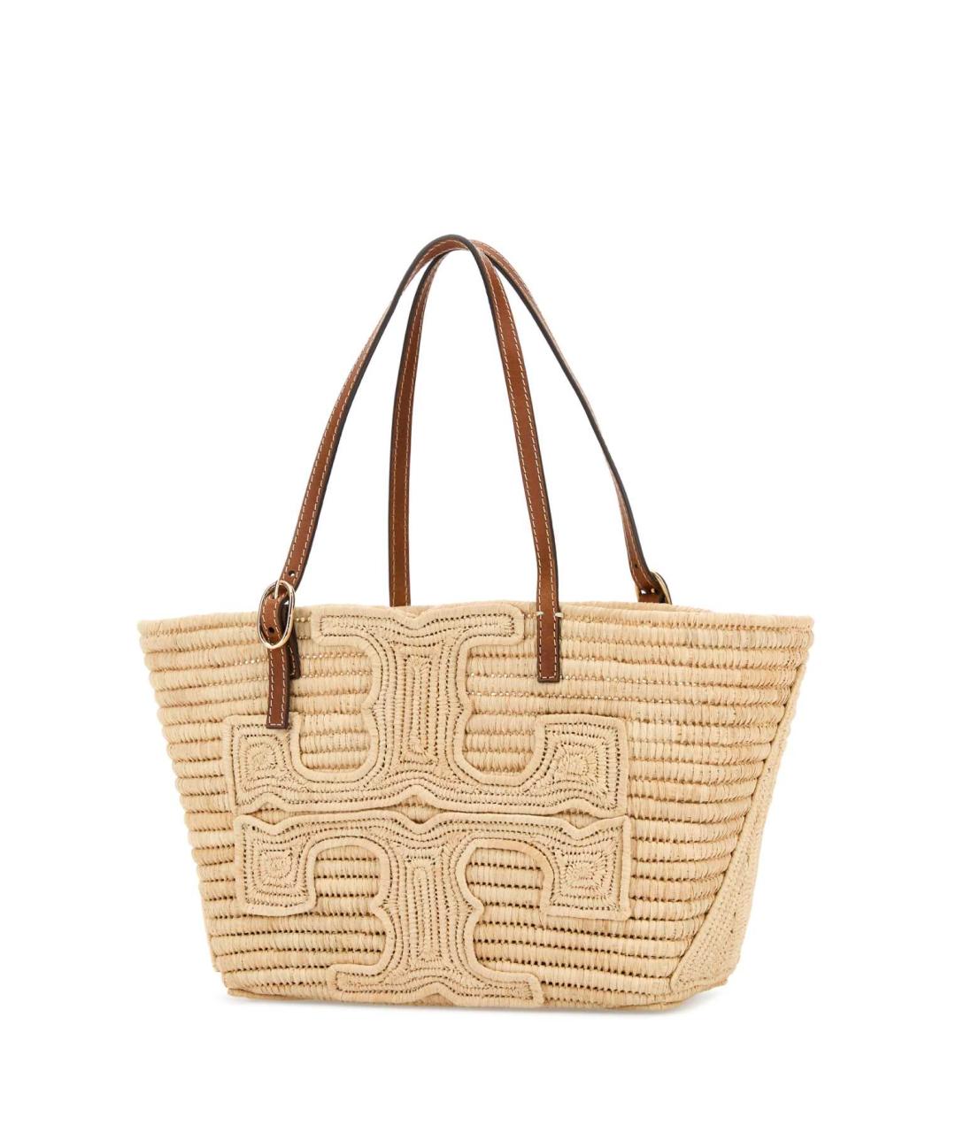 TORY BURCH Бежевая рафиевая сумка тоут, фото 2
