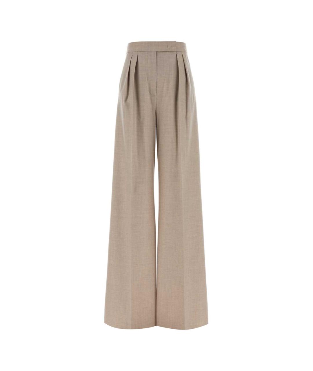 MAX MARA Бежевые кашемировые брюки широкие, фото 1