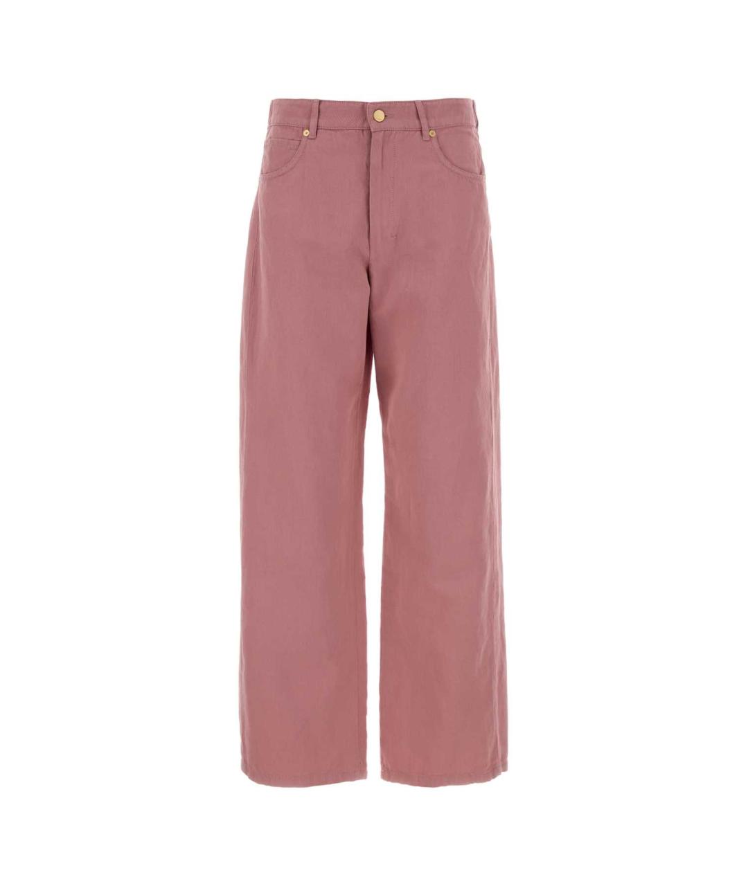 'S MAX MARA Розовые хлопковые прямые брюки, фото 1
