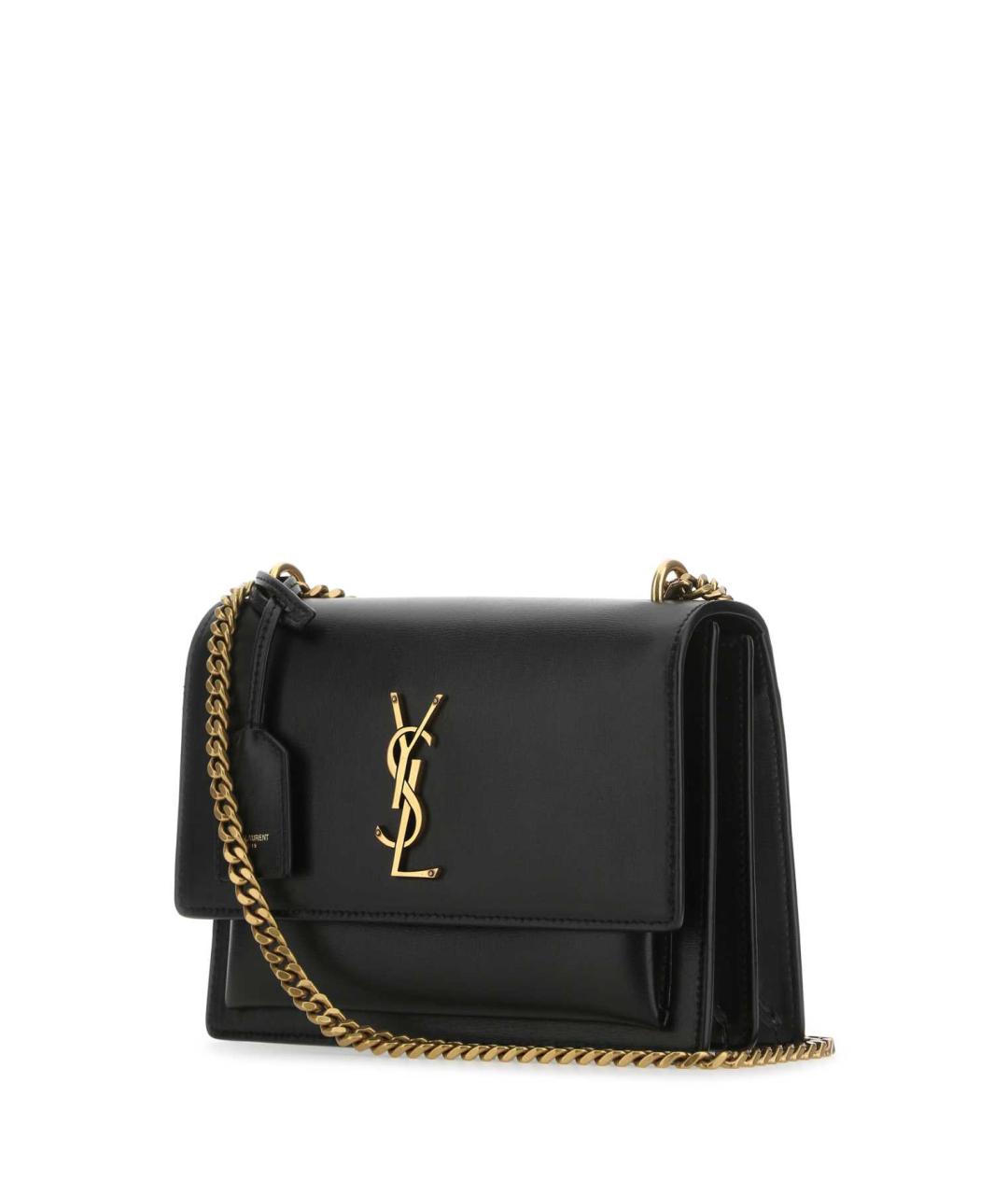 SAINT LAURENT Черная кожаная сумка через плечо, фото 2