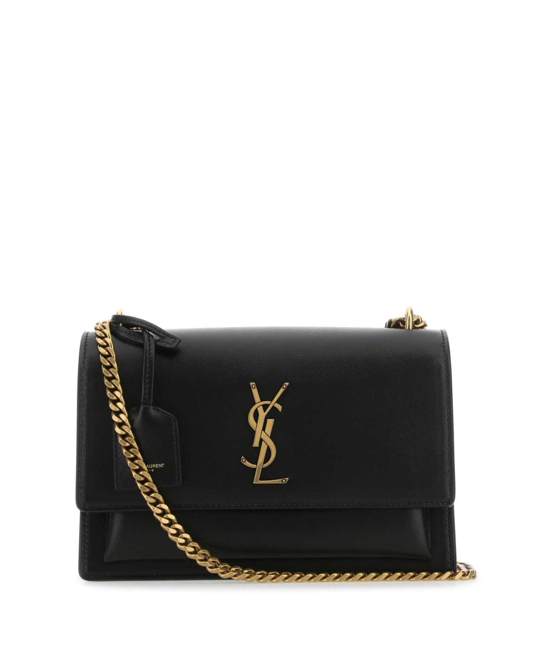 SAINT LAURENT Черная кожаная сумка через плечо, фото 1