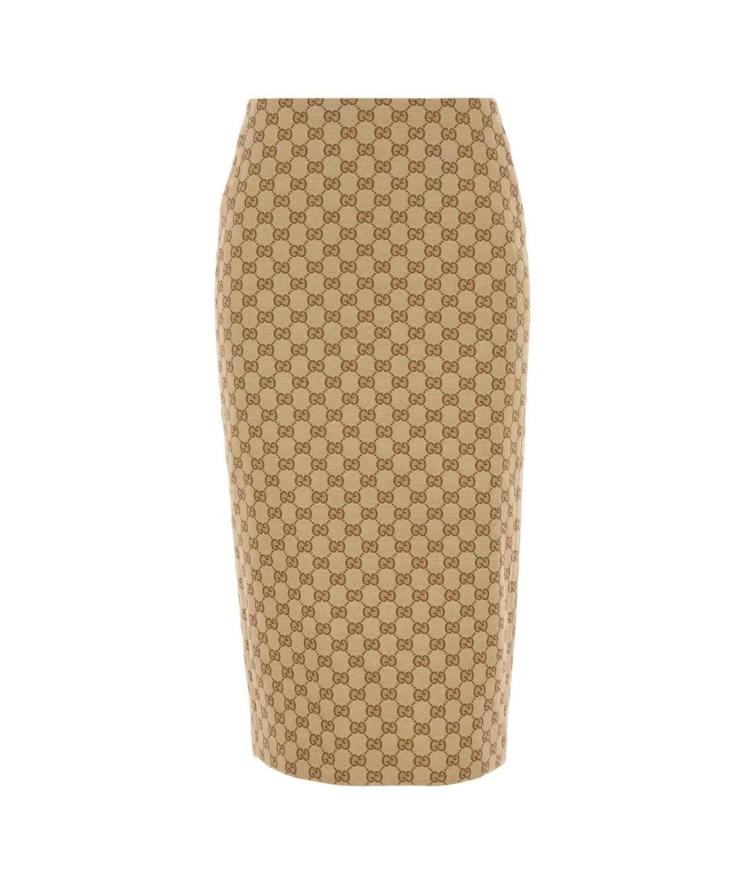 GUCCI Бежевая хлопковая юбка миди, фото 1