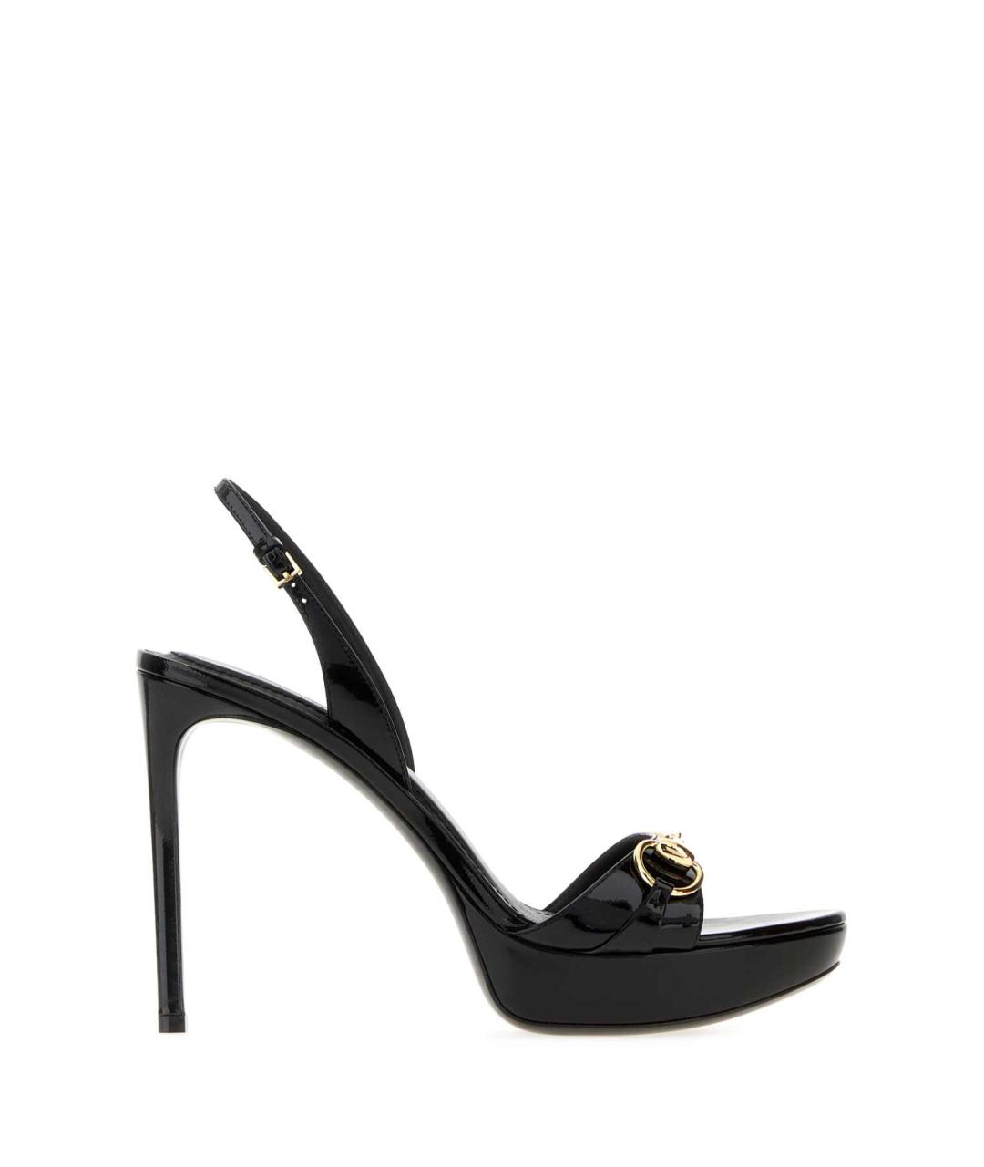 GUCCI Черные босоножки из лакированной кожи, фото 1