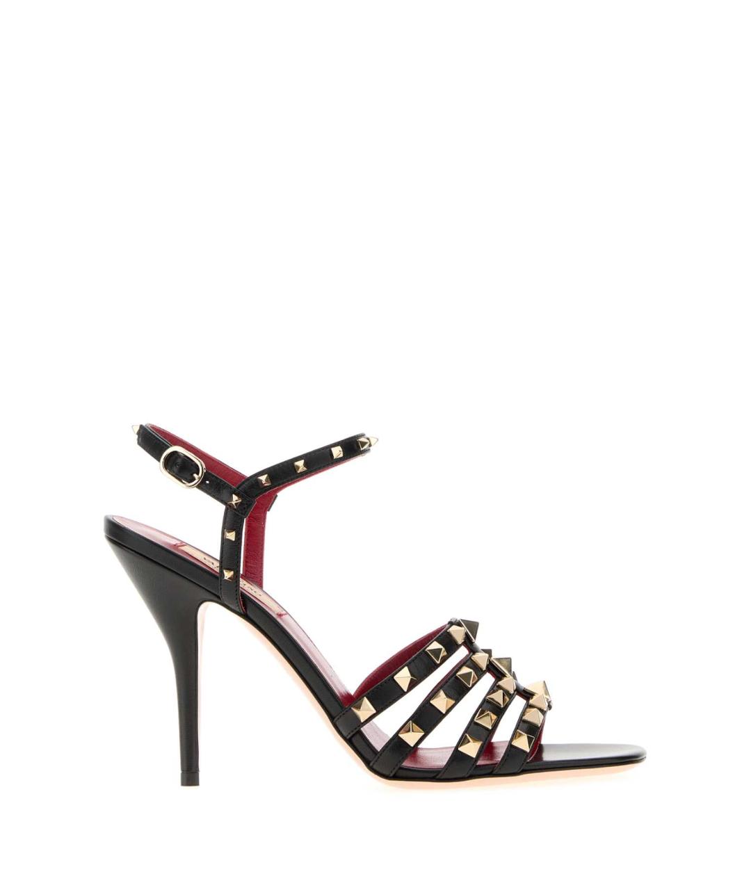 VALENTINO Черные кожаные босоножки, фото 1