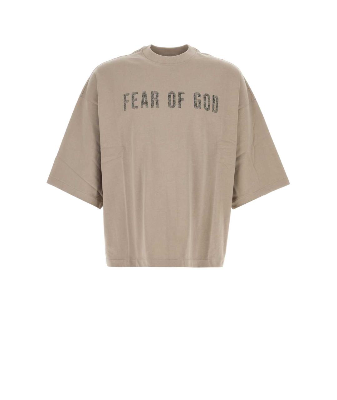 FEAR OF GOD ESSENTIALS Бежевая хлопковая футболка, фото 1
