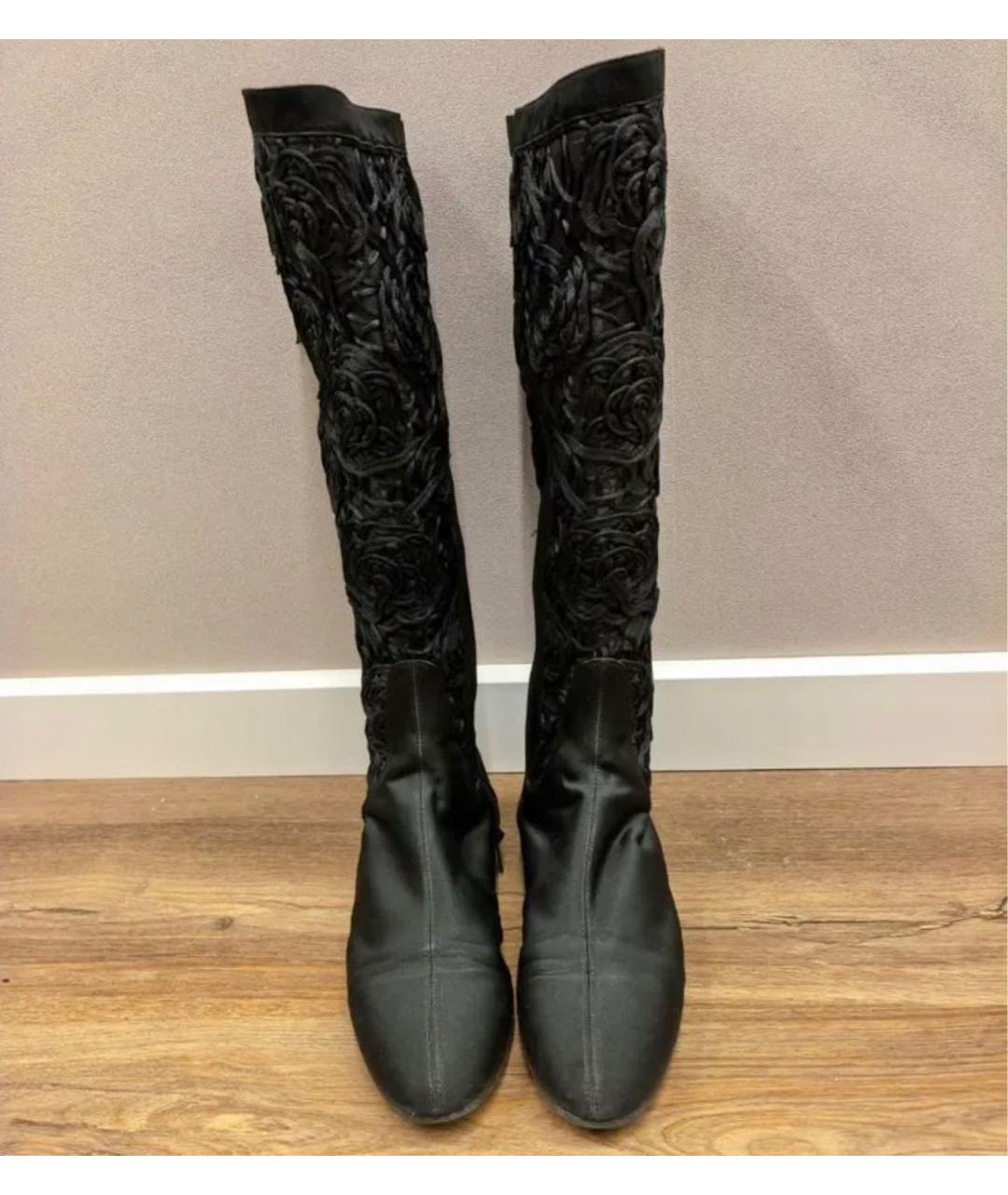 VERSACE Черные кожаные сапоги, фото 2