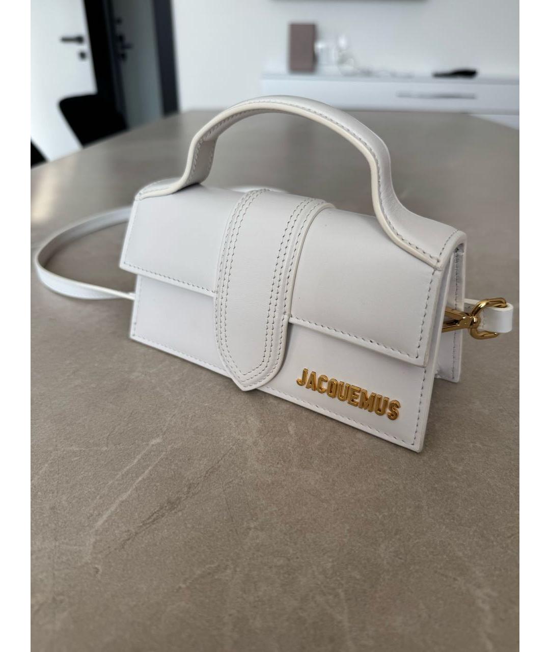 JACQUEMUS Белая кожаная сумка через плечо, фото 2