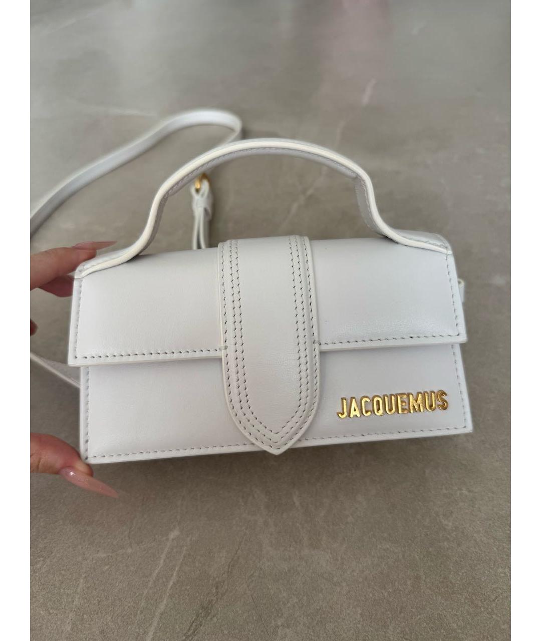 JACQUEMUS Белая кожаная сумка через плечо, фото 7
