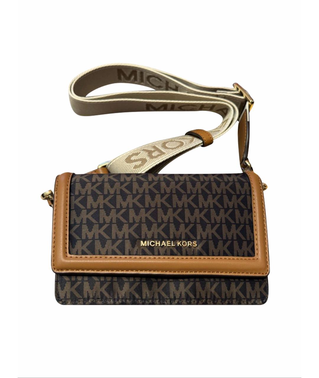 MICHAEL KORS Коричневая сумка через плечо из канвы, фото 1