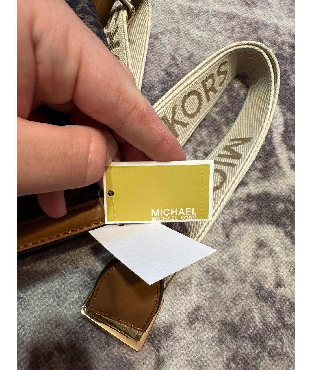 MICHAEL KORS Коричневая сумка через плечо из канвы, фото 6