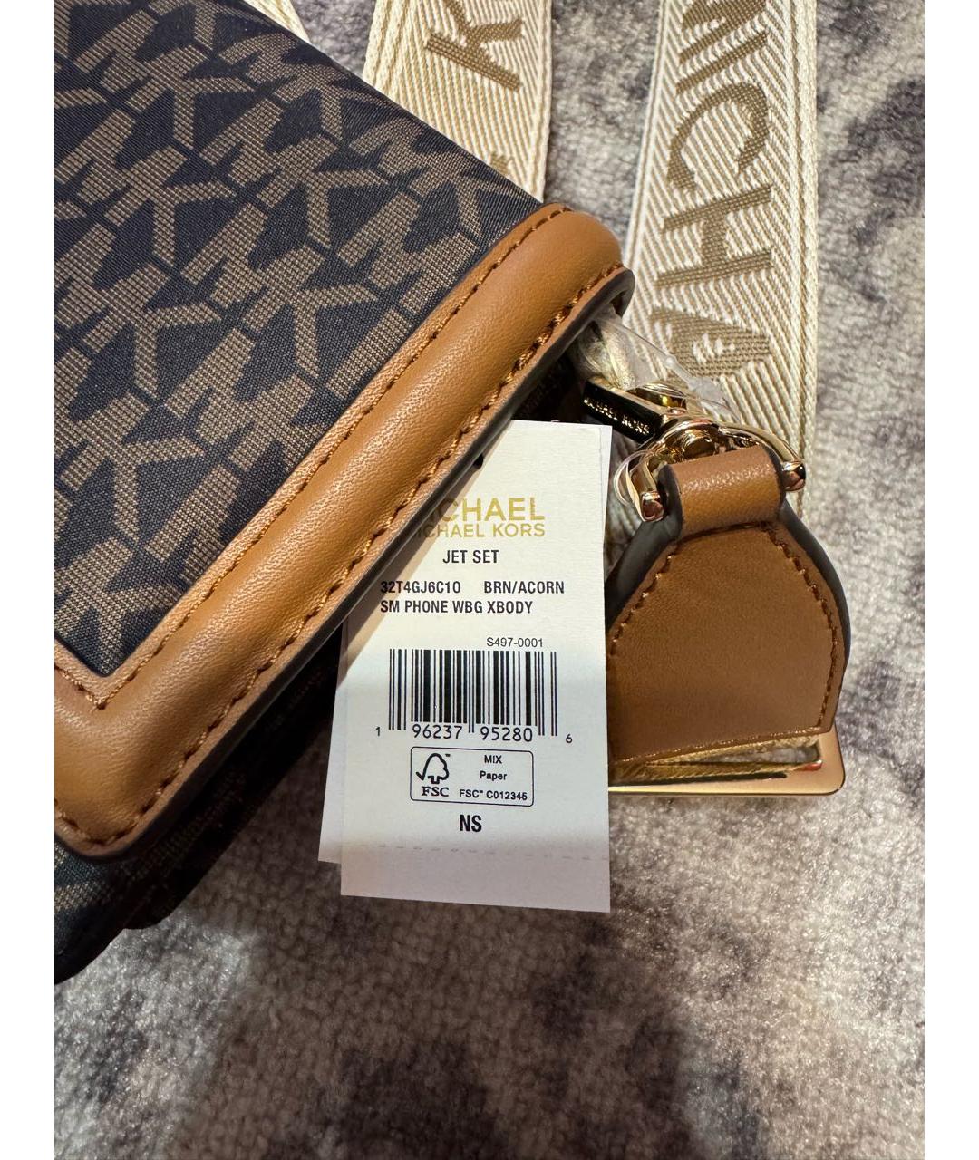 MICHAEL KORS Коричневая сумка через плечо из канвы, фото 7