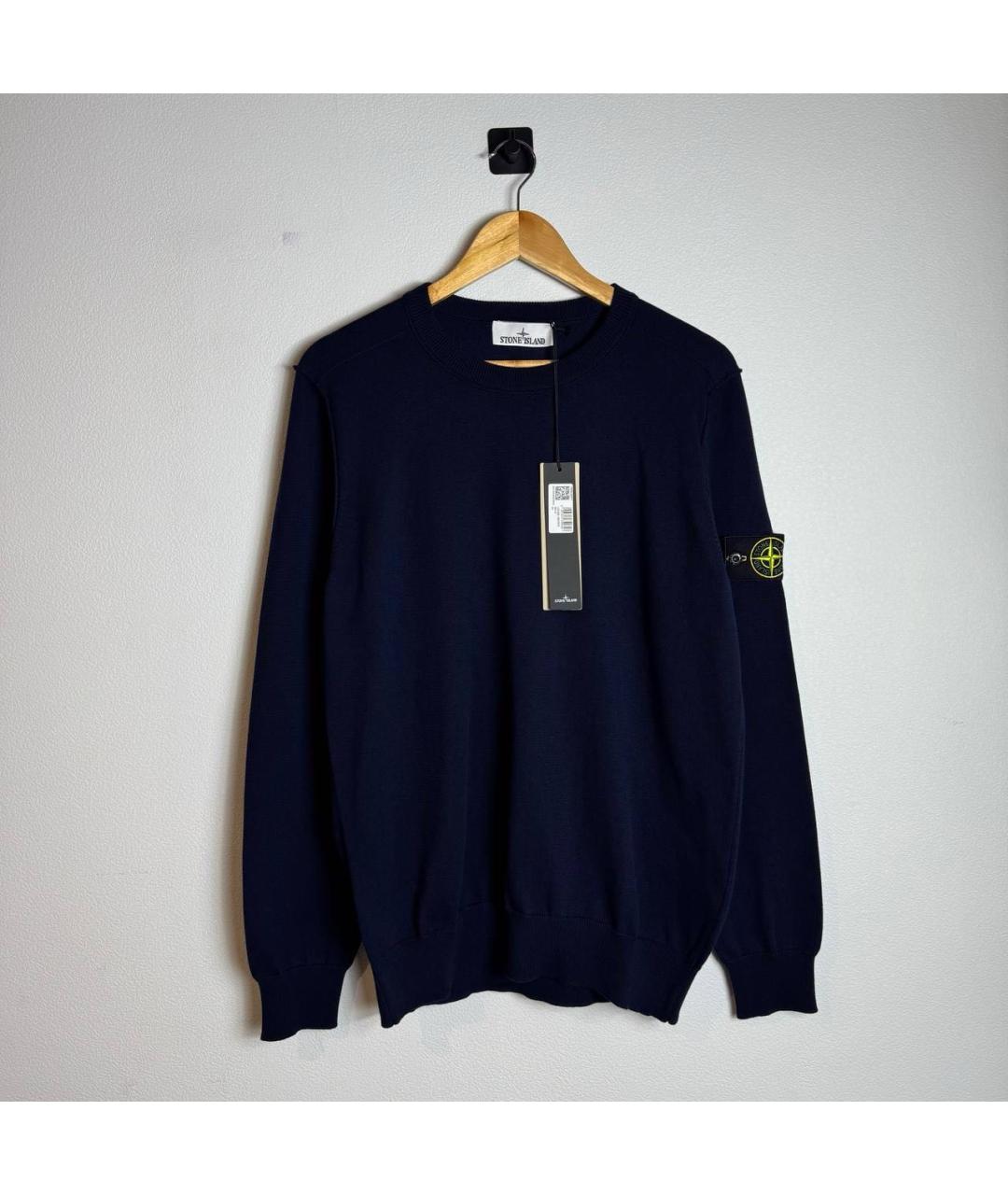 STONE ISLAND Темно-синий хлопковый джемпер / свитер, фото 6