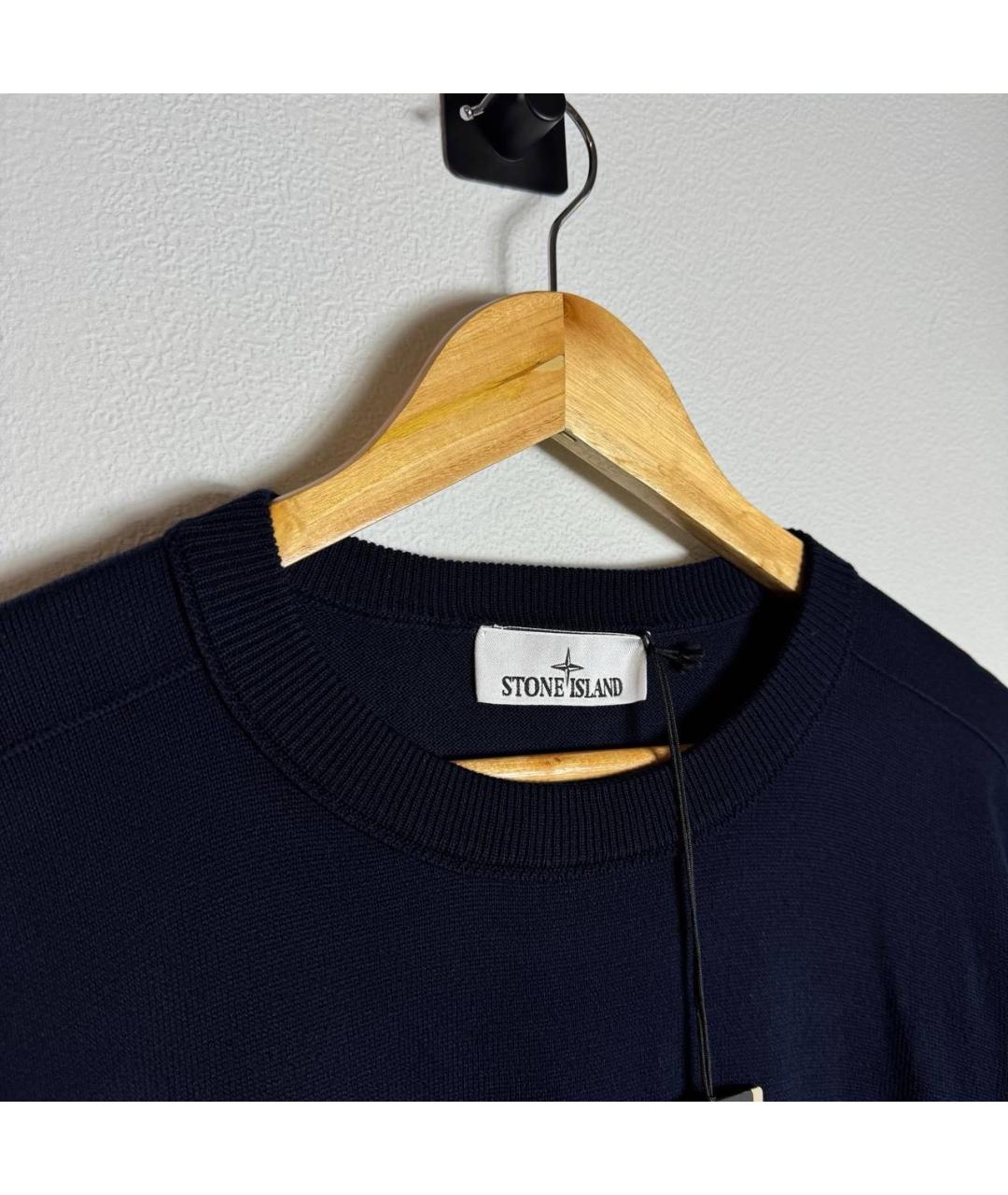 STONE ISLAND Темно-синий хлопковый джемпер / свитер, фото 4