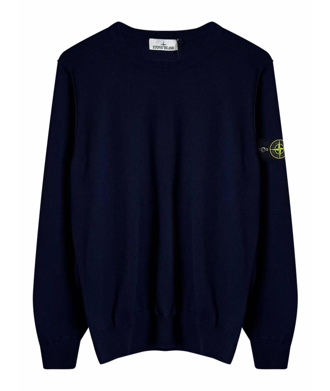 STONE ISLAND Темно-синий хлопковый джемпер / свитер, фото 1