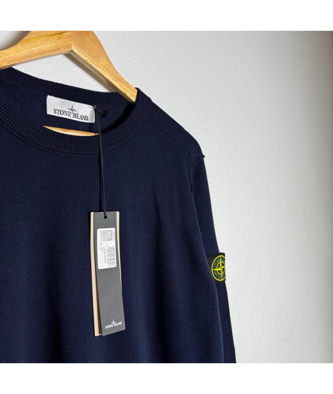 STONE ISLAND Темно-синий хлопковый джемпер / свитер, фото 5