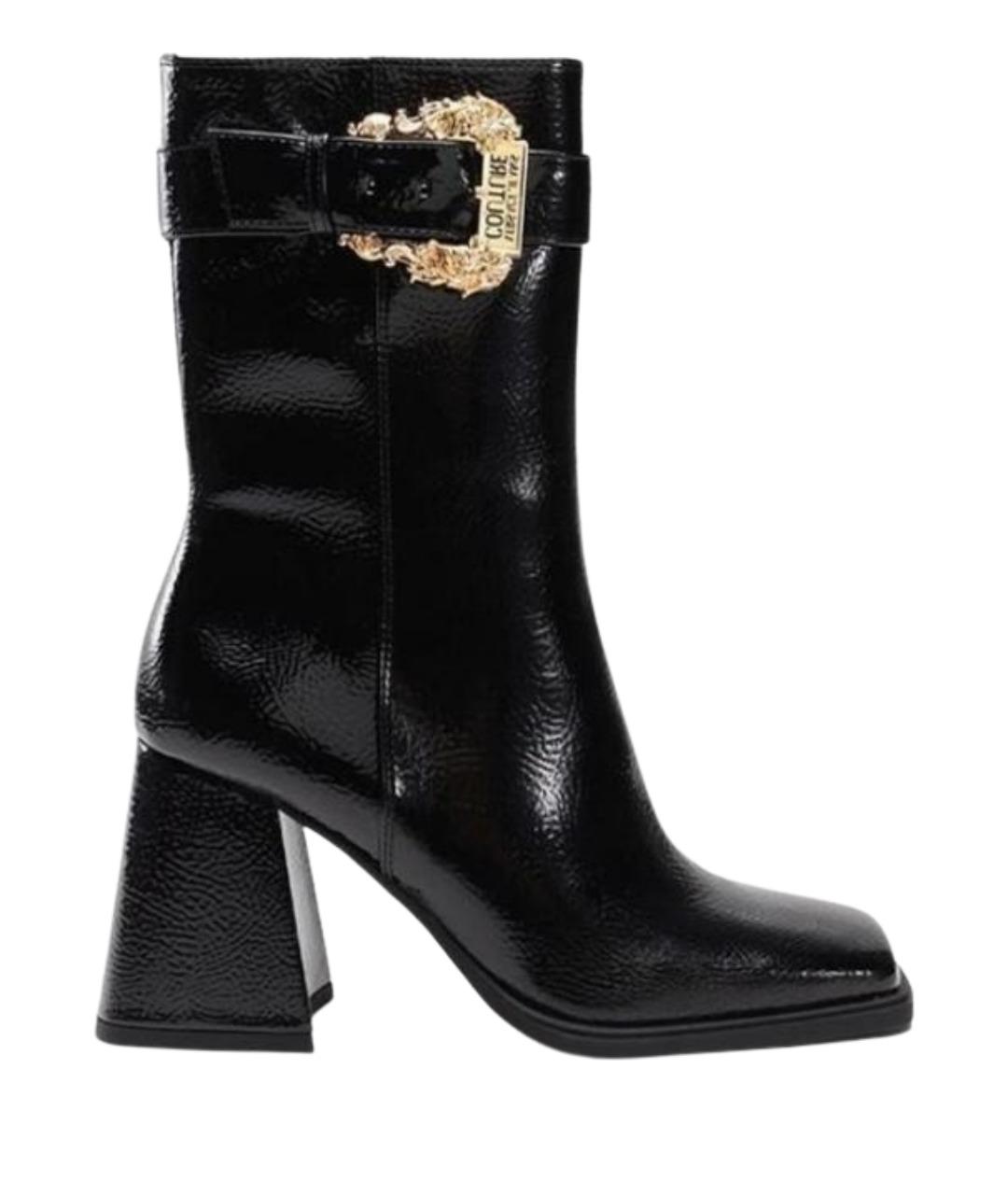 VERSACE JEANS COUTURE Черные ботильоны из лакированной кожи, фото 1