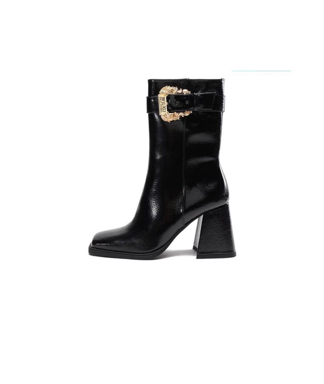 VERSACE JEANS COUTURE Черные ботильоны из лакированной кожи, фото 9