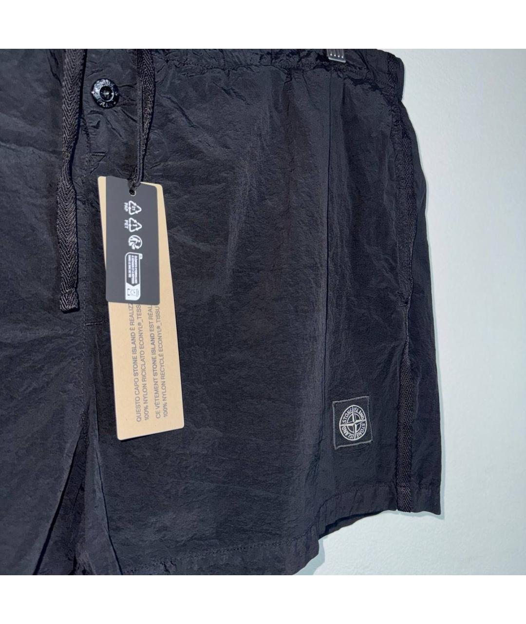 STONE ISLAND Черные нейлоновые шорты, фото 3
