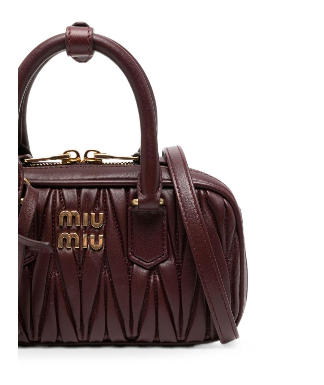 MIU MIU Бордовая кожаная сумка через плечо, фото 5