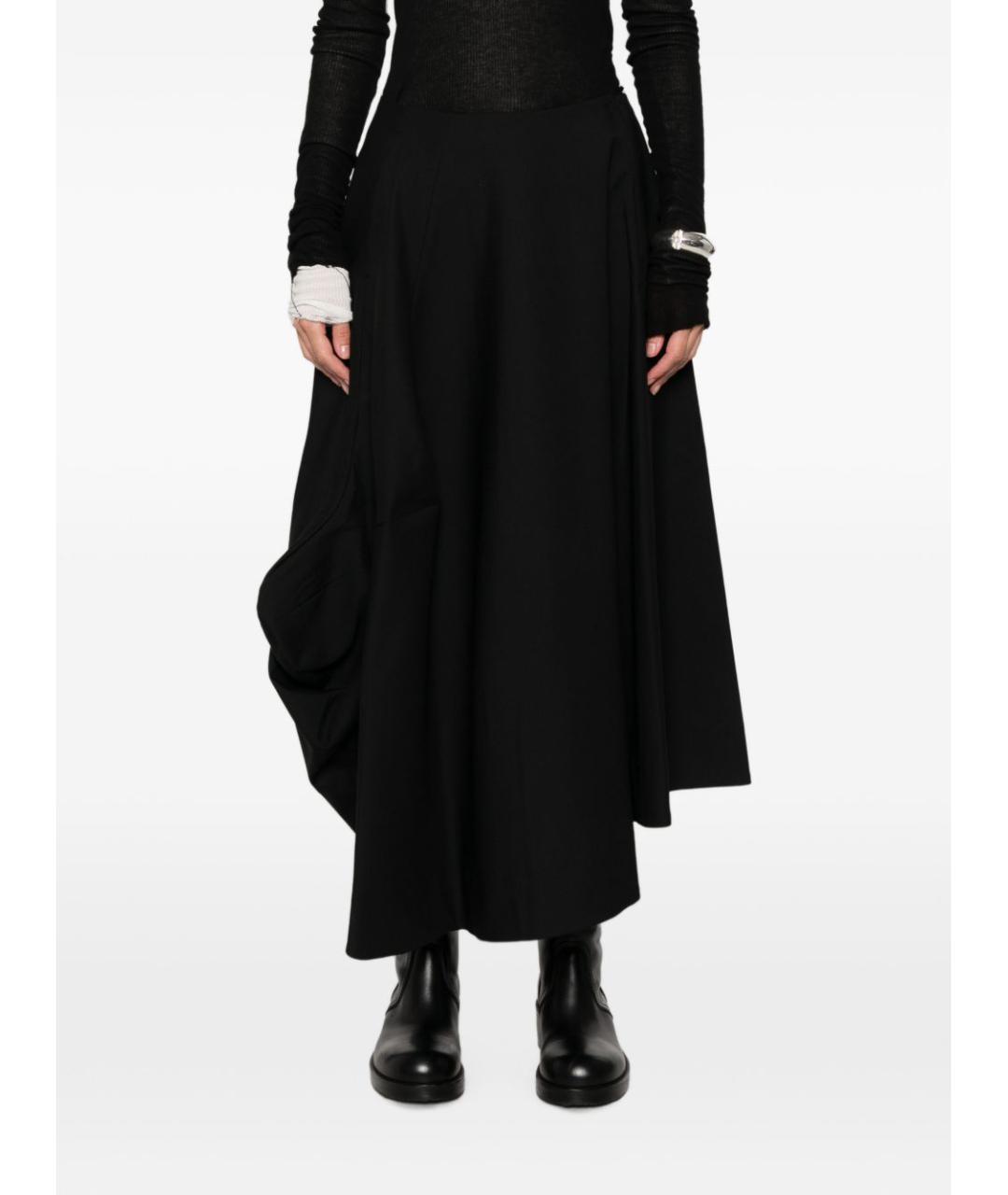COMME DES GARÇONS Черная шерстяная юбка миди, фото 4