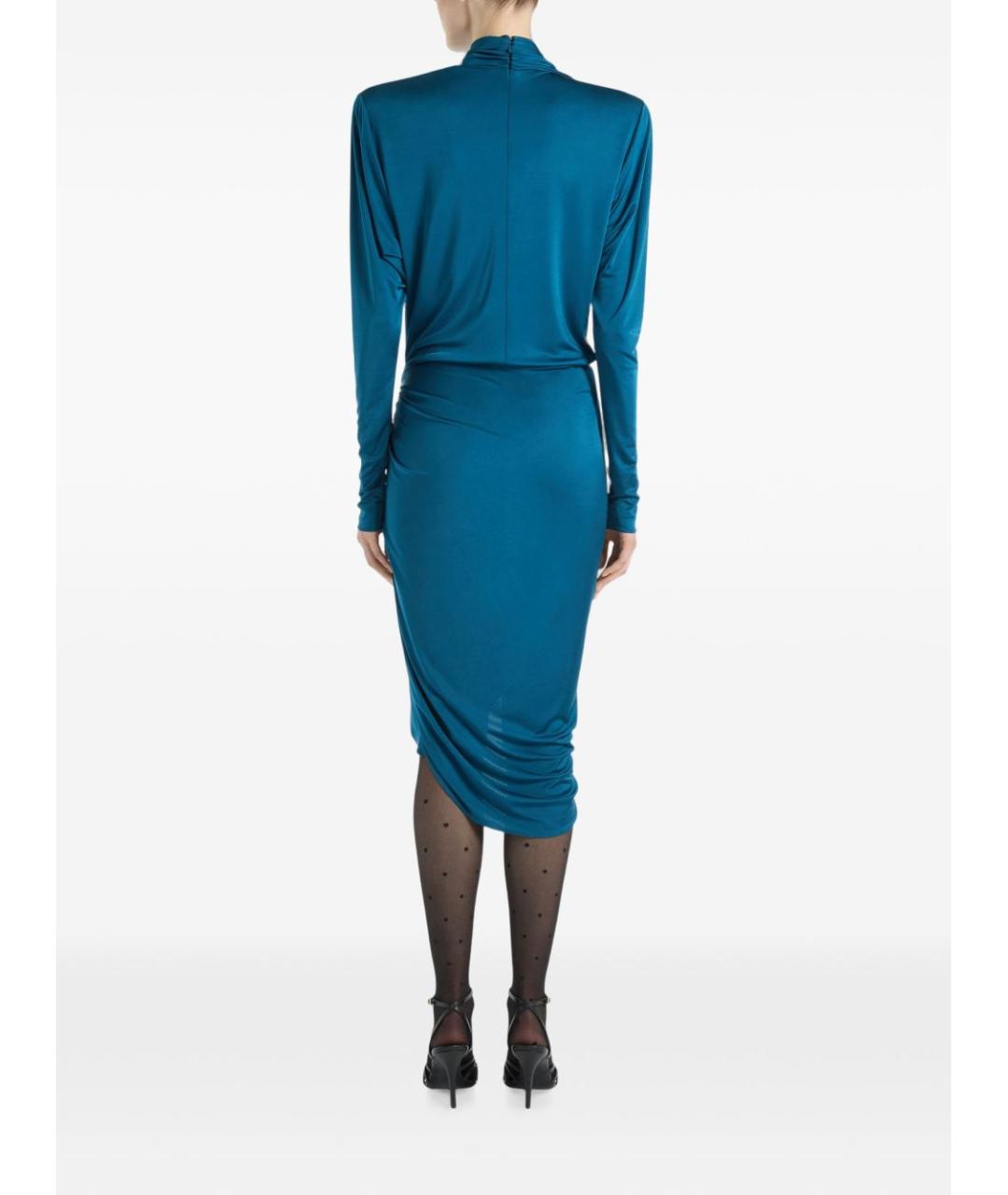 BALMAIN Синее вискозное коктейльное платье, фото 2