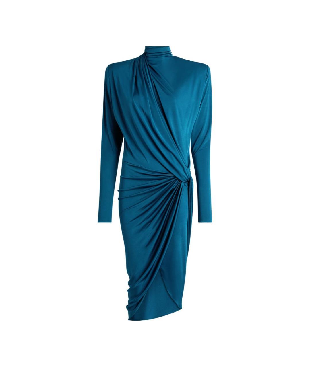 BALMAIN Синее вискозное коктейльное платье, фото 1