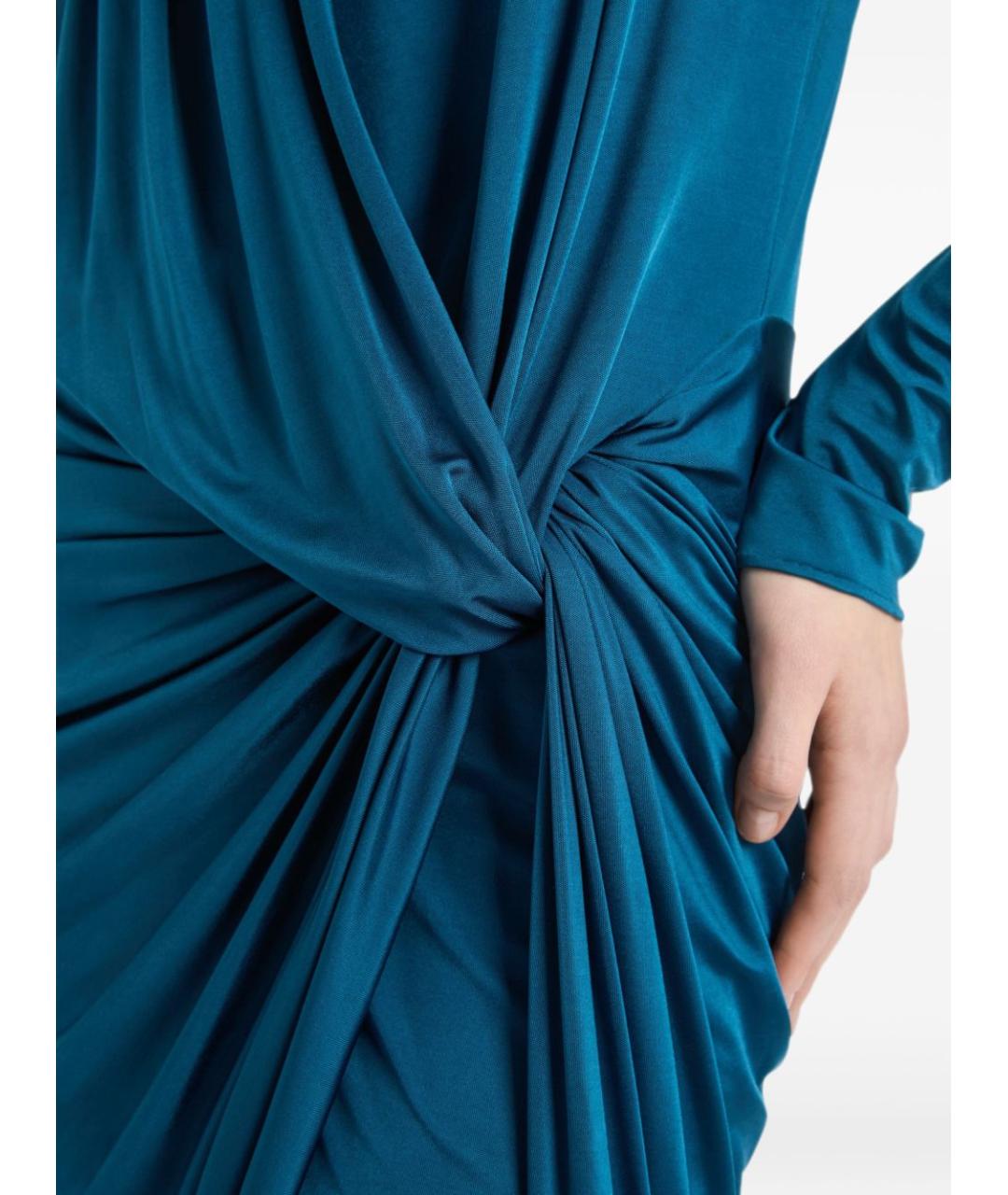BALMAIN Синее вискозное коктейльное платье, фото 3