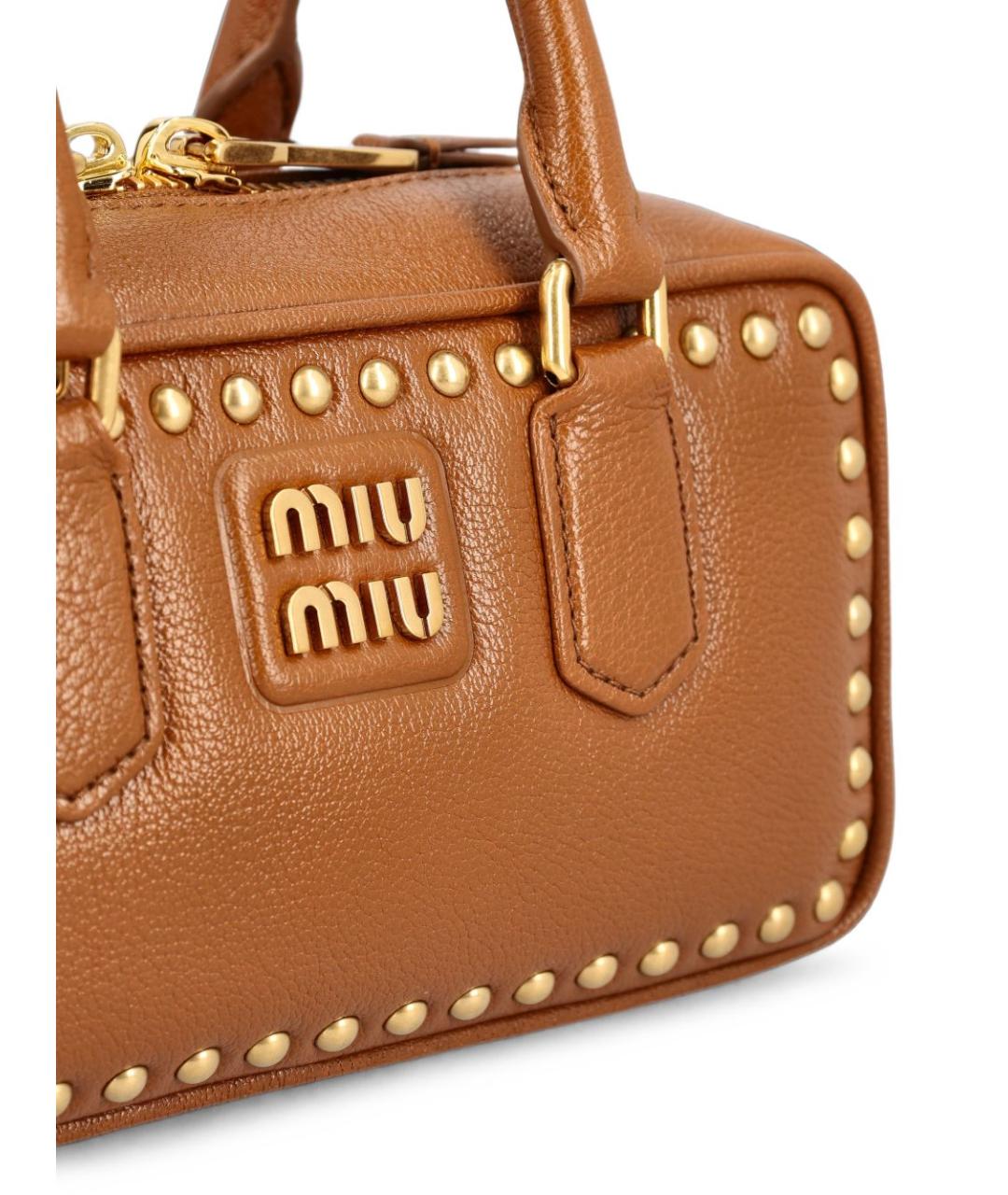 MIU MIU Бежевая кожаная сумка тоут, фото 2