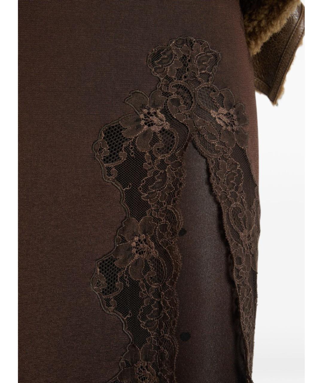 BALMAIN Коричневая вискозная юбка миди, фото 4