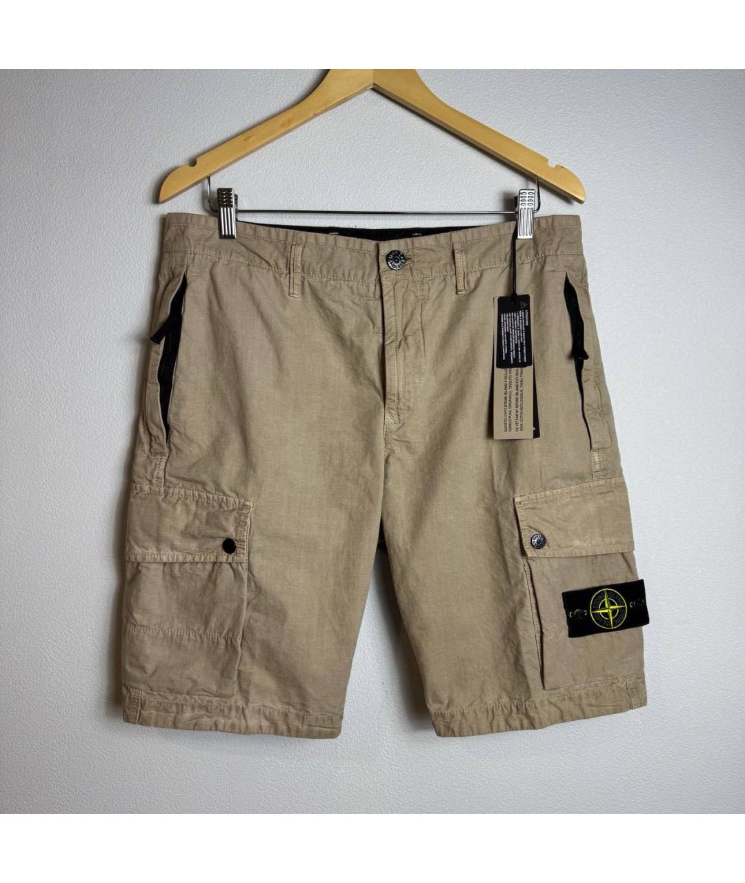 STONE ISLAND Бежевые хлопковые шорты, фото 7