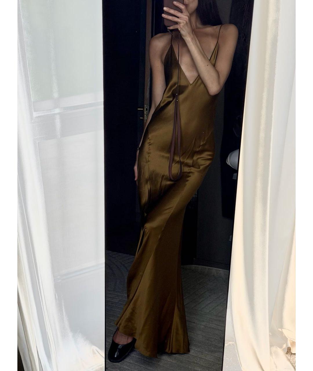 SAINT LAURENT Золотое шелковое вечернее платье, фото 7