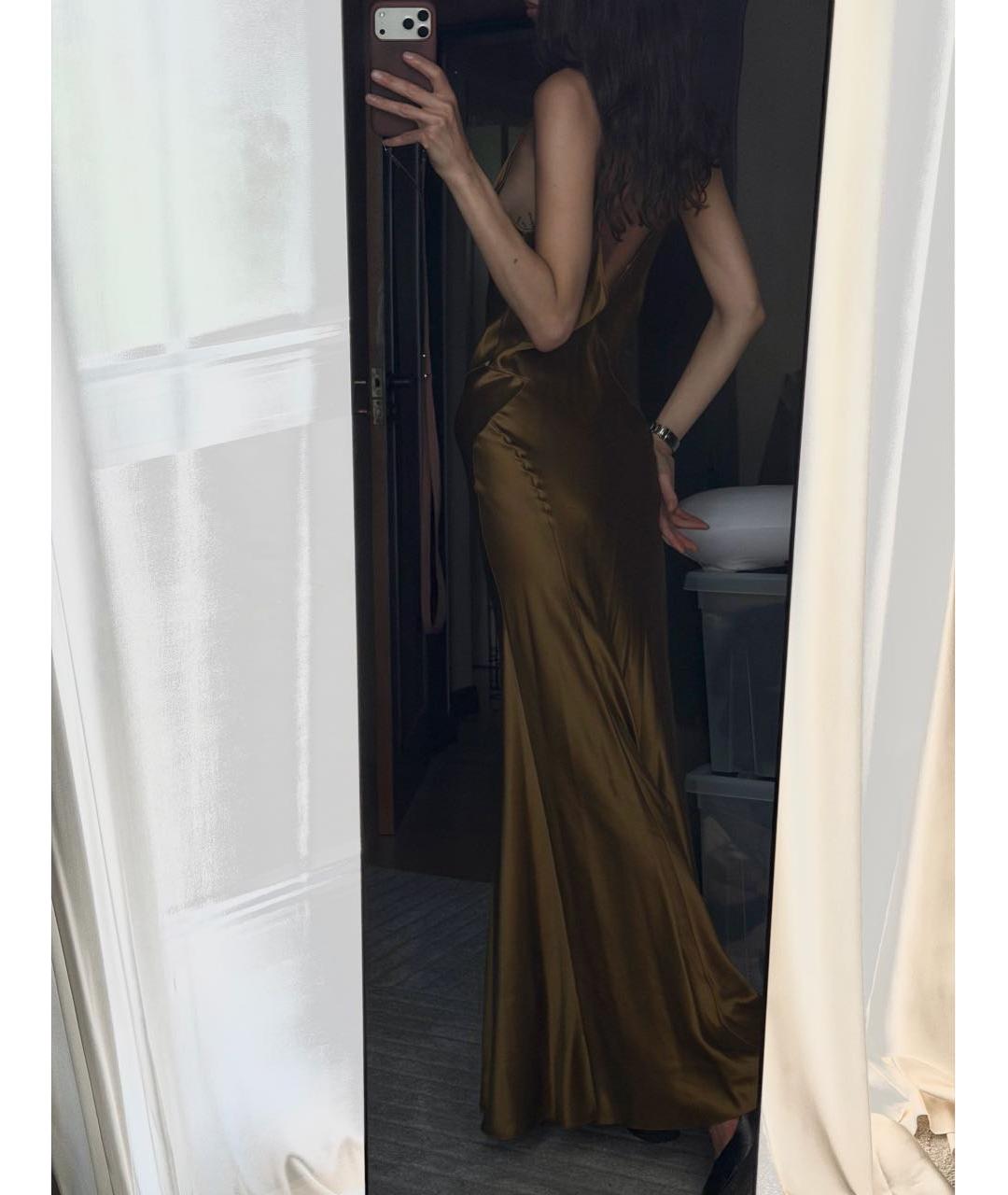 SAINT LAURENT Золотое шелковое вечернее платье, фото 8