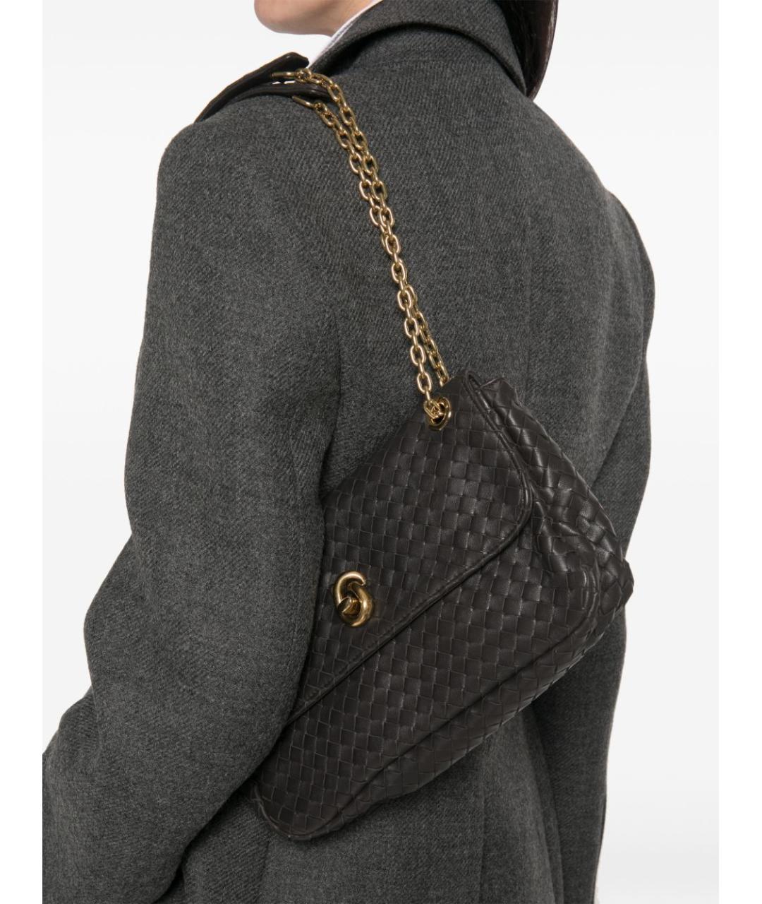BOTTEGA VENETA Коричневая кожаная сумка через плечо, фото 3
