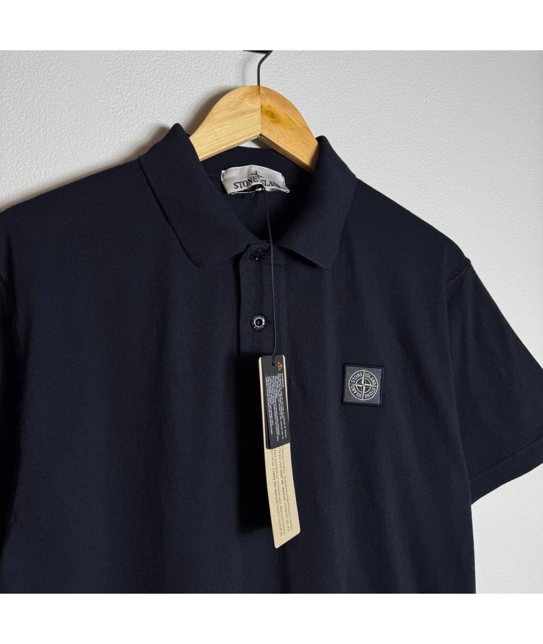 STONE ISLAND Темно-синее хлопковое поло с коротким рукавом, фото 5