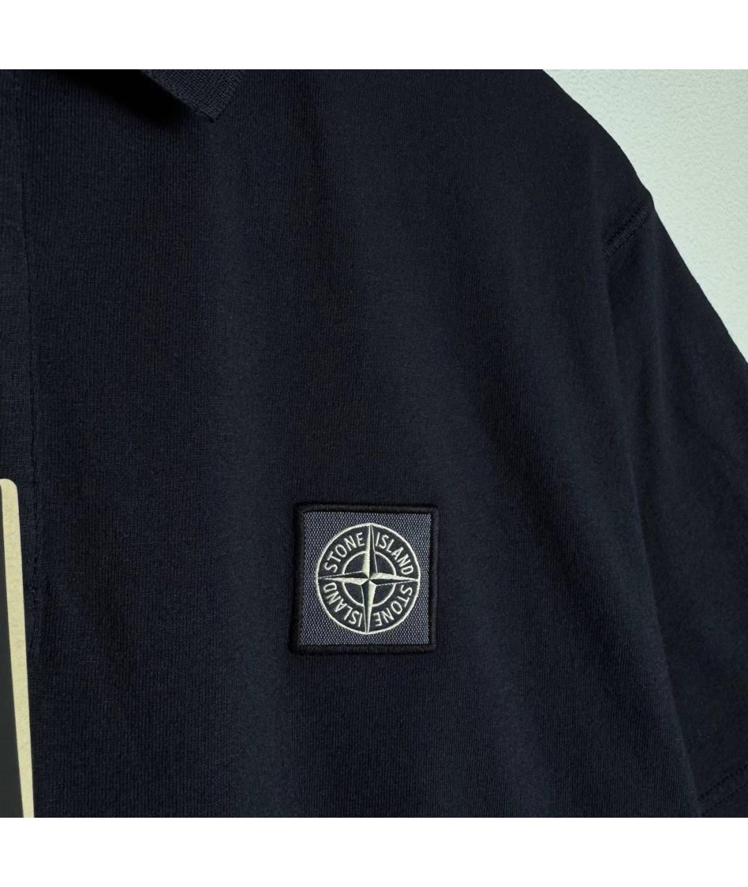 STONE ISLAND Темно-синее хлопковое поло с коротким рукавом, фото 3